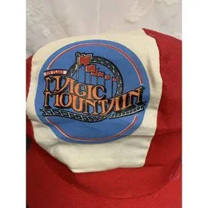 Vintage Six Flags Magic Mountain Red & White Pinwheel Cap Hat Souvenir Employee? Magic Mountain | Accessories | Vintage Six Flags Magic  main image 3